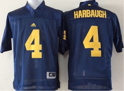 Wolverines #4 Jim Harbaugh Blue Stitched Youth NCAA Jersey - Click Image to Close